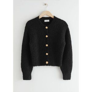 Bouclé Knit Cropped Cardigan